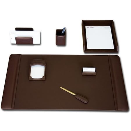 Dacasso Chocolate Brown Leather 7-Piece Desk Set D3404